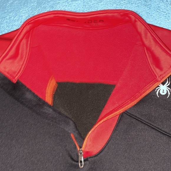 SPYDER charger pullover jacket 1/2 zip thermal long sleeve black red NEW size L - Picture 5 of 16